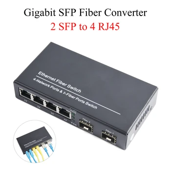 1GB Gigabit SFP Media Converter 2 SFP 4 RJ45 Raiduztvērēju 10/100/1000M Optisko Slēdzi Ar 3KM/20KM LC/SC SFP Modulis