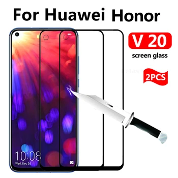 Par Huawei Honor Skatu 20 v20 Pilns Pārklājums Rūdīts stikls Ekrāna Aizsargs huawey Godu V 20 View20 Aizsardzības plēves stikla 9h