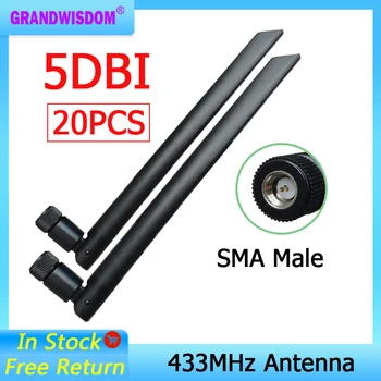 GWS 20pcs/Daudz 433mhz High gain Antena 5dbi SMA male par sub-1G lora antene pbx iot modulis lorawan signāla uztvērēju