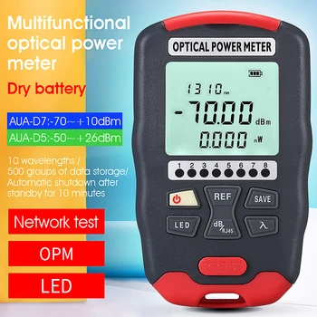 AUA Rokas Mini Optiskās Jaudas Mērītājs OPM Fiber Optisko Kabeli Testeri -70~+10dBm/-50+26dBm SC/FC/ST Universal Port