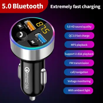 JaJaBor FM Raidītājs Audio Uztvērēju Auto MP3 Atskaņotājs 3.1 Dual USB Ātrās Uzlādes Bluetooth saderīgu 5.0 Automašīnas Brīvroku Komplekts