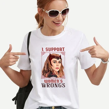 Es Atbalstu Sieviešu Netaisnības Wanda Maximoff T Krekls Dāvana Vīriešu, Sieviešu t-veida Krekls ar Īsām Piedurknēm T Supervaronis Topi Grafiskais T Krekli