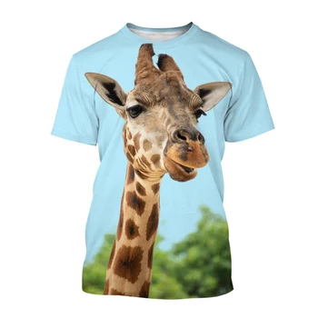 Smieklīgi Dzīvnieku Žirafe 3D Iespiests T-krekls Vasaras Modes Unisex Gadījuma Harajuku Ielas Stils Apaļu Kakla Īsām piedurknēm T-krekls