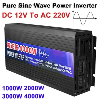 1000W/2000W/3000W/4000W Car Inverter DC 12V/24V Uz AC 220V Pure Sine Wave Power Inverter Sprieguma Transformatoru