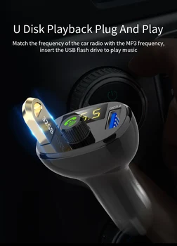 FM Raidītājs Bluetooth Automašīnas Wirless Radio Adapteri MP3 Mūzikas Atskaņotājs Ar Dual USB QC3.0 Lādētāju U Disks / TF Kartes Lossless Mūzika