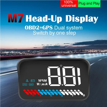 Auto Head Up Displejs OBD2 GPS Dual Sistēmas Spidometrs Ātrums, APGR. / min Degvielas Patēriņu, Braukšanas Laiks ar Modinātāju, Vējstiklu Projektoru