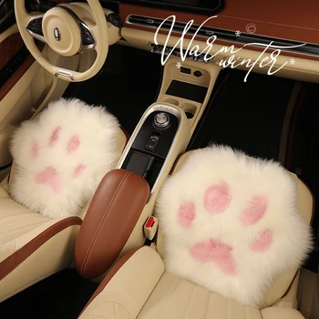 1 Gab. Silts Plīša Auto Sēdekļa Vāku Spilvenu Cute kaķu ķepu Anti-slip Universālo Sēdekļu Elpojošs Pad Visiem Transportlīdzekļiem Priekšpusē un RearSeat